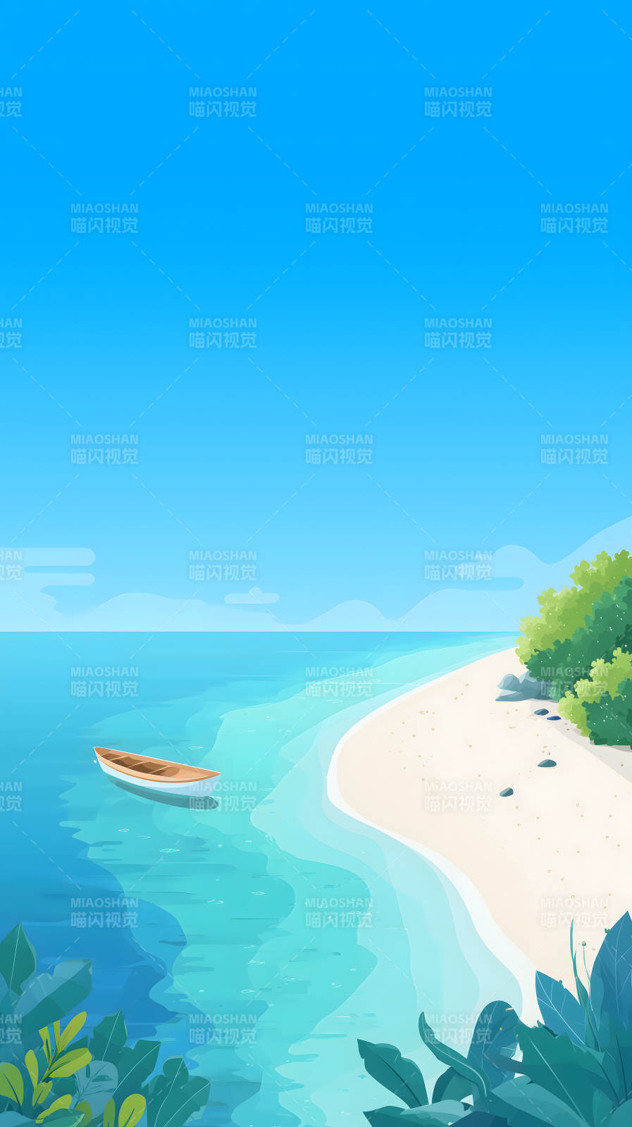 海灘小船風(fēng)景優(yōu)美-圖片