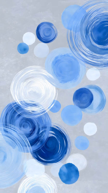 藍(lán)色圓圈的抽象畫作-圖片