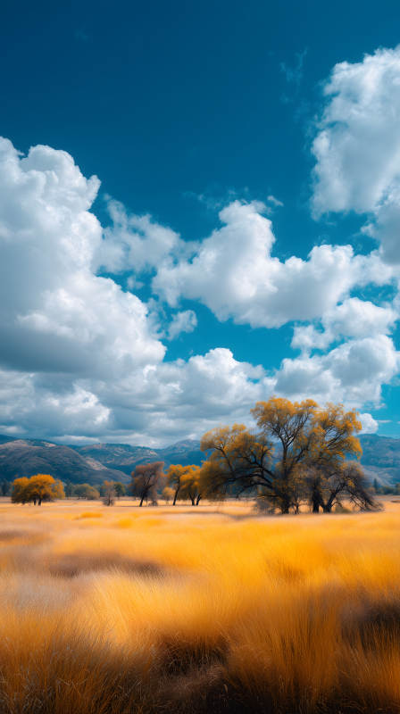 金黃麥田天空晴朗-圖片