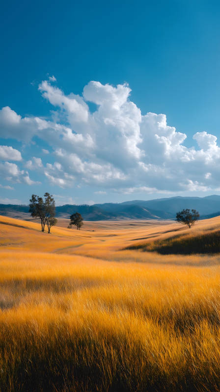 金色田野藍(lán)天白云風(fēng)景-圖片
