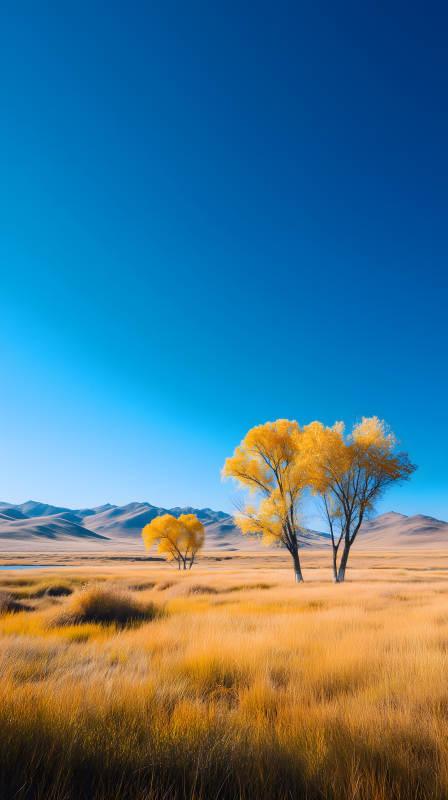 金黃秋色映藍(lán)天-圖片