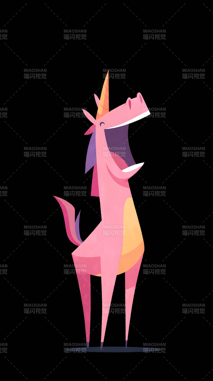 卡通獨角獸開懷大笑-圖片