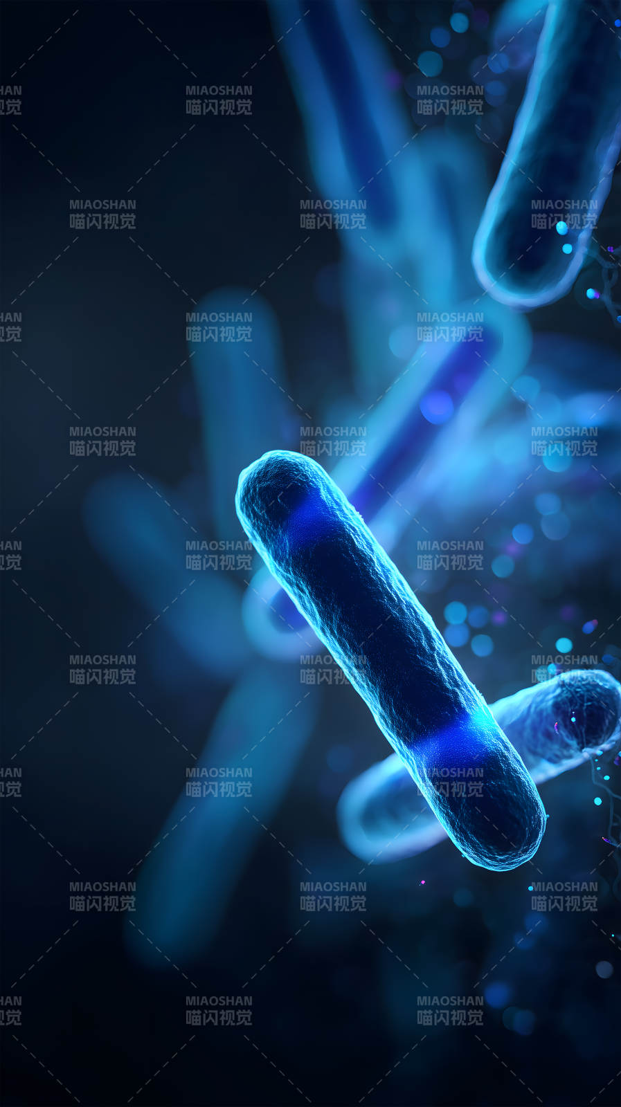 細菌微觀世界藍光-圖片