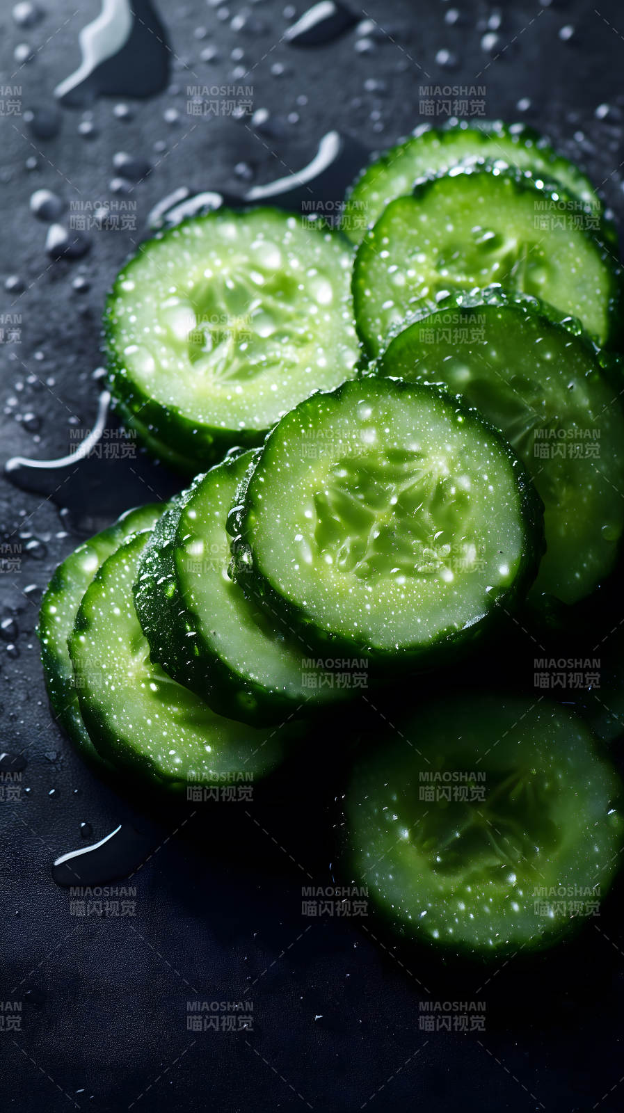 鲜嫩黄瓜切片特写-图片