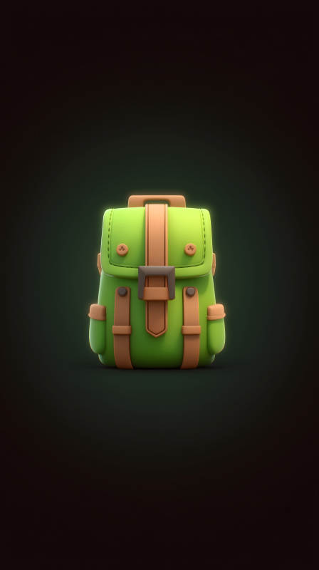 卡通绿色背包特写-图片