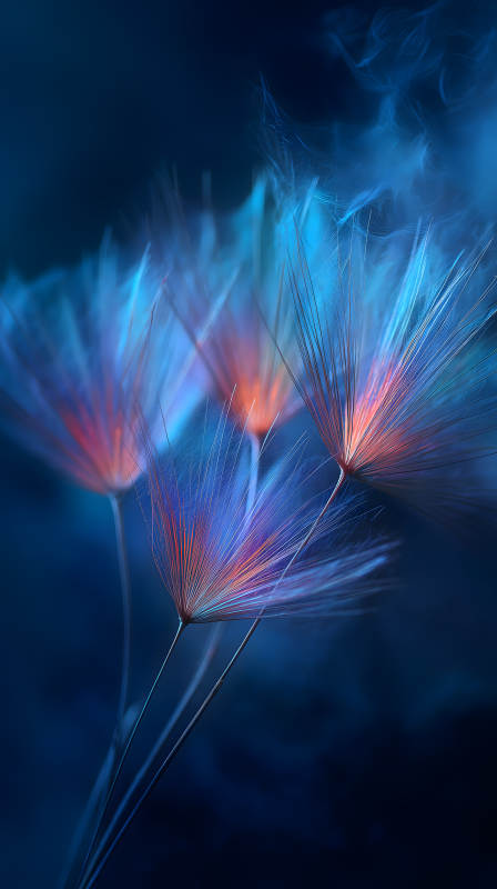 梦幻蒲公英蓝色光晕-图片