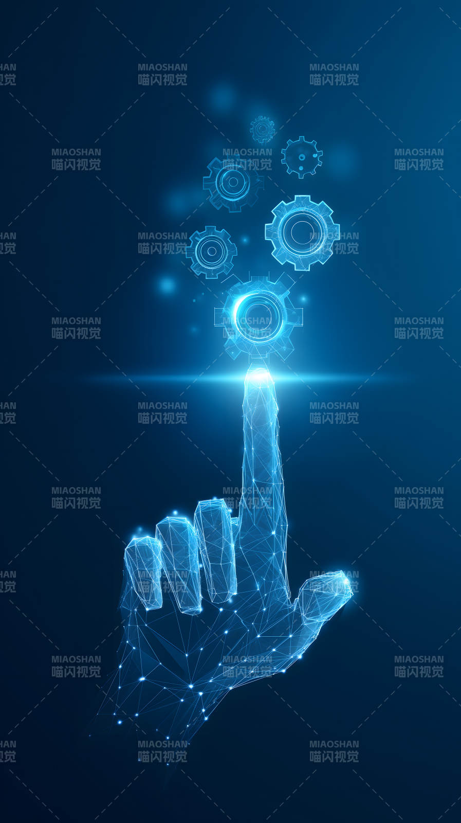 科技手触摸齿轮-图片