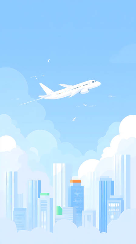 藍天飛機城市云朵-圖片