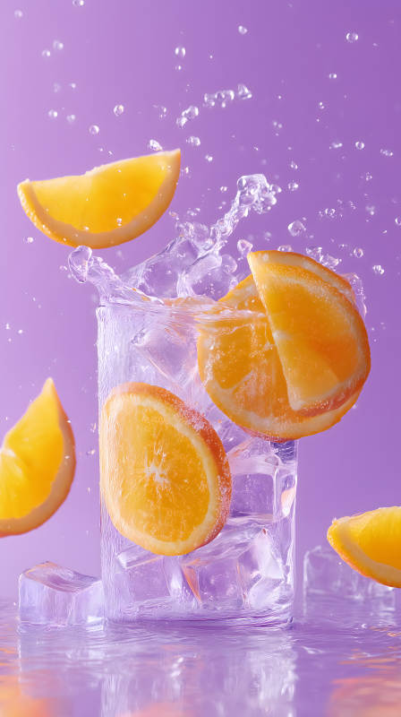 橙子冰饮清爽飞溅-图片