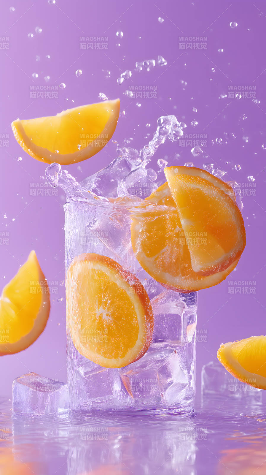 橙子冰饮清爽飞溅-图片