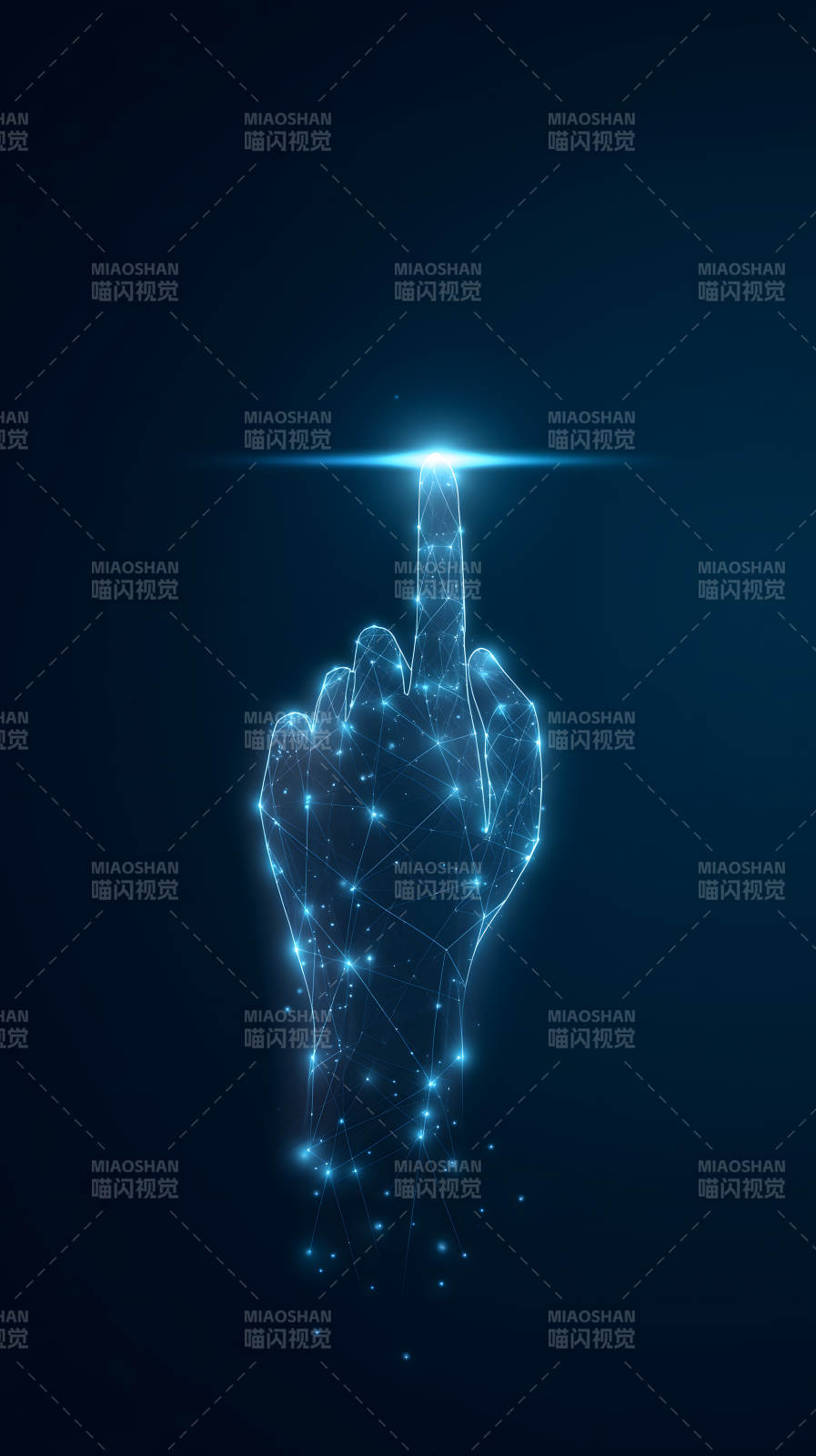 数字手触碰科技光芒-图片