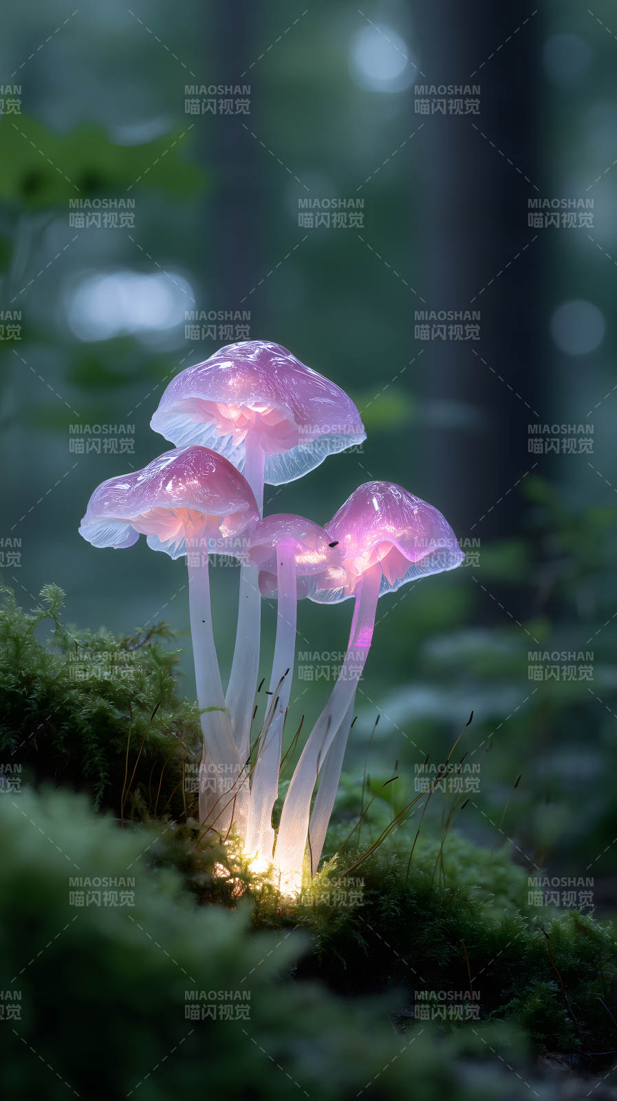 梦幻发光蘑菇森林-图片