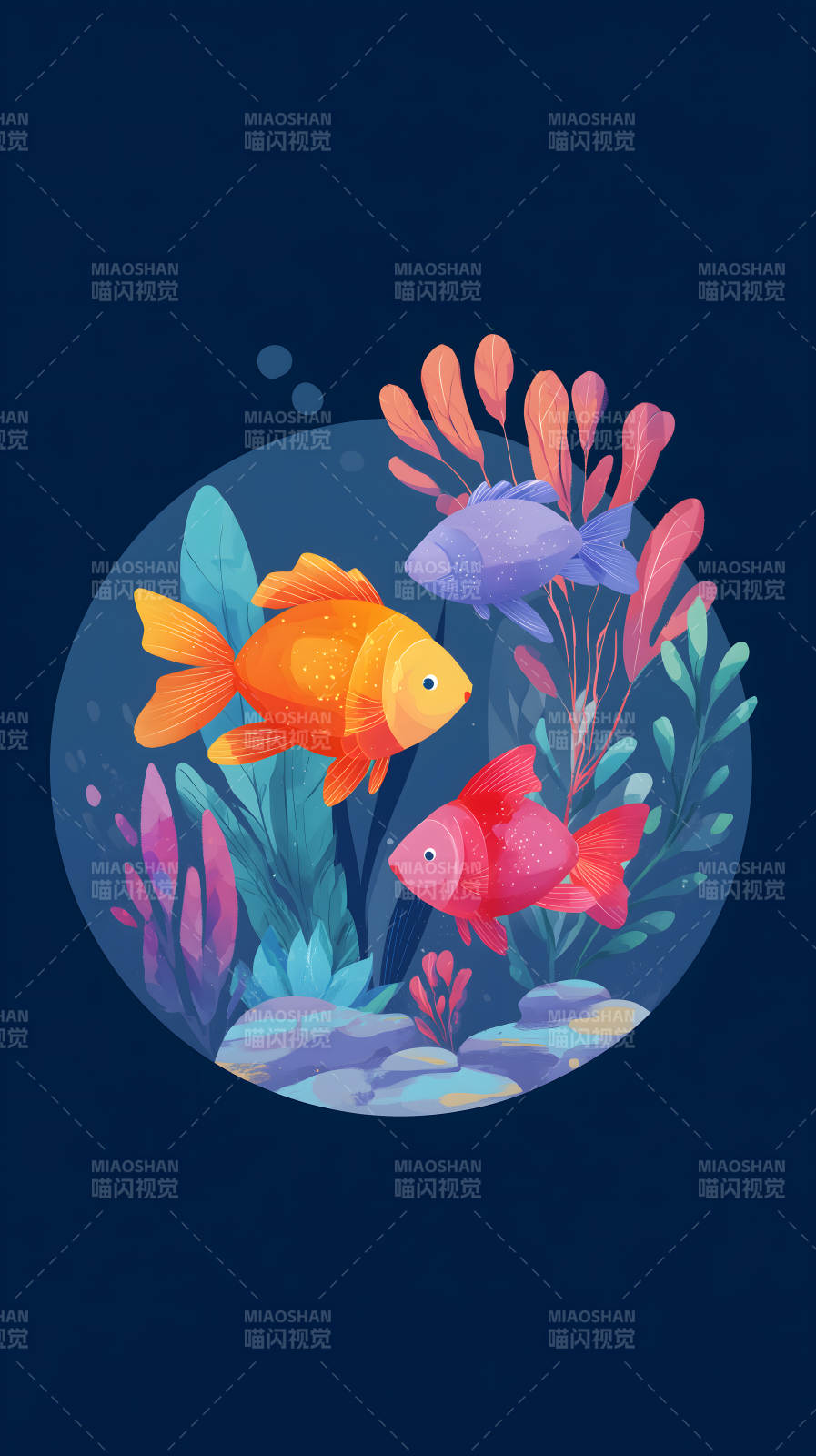 鱼缸里的可爱金鱼-图片