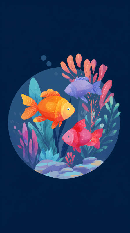 鱼缸里的可爱金鱼-图片