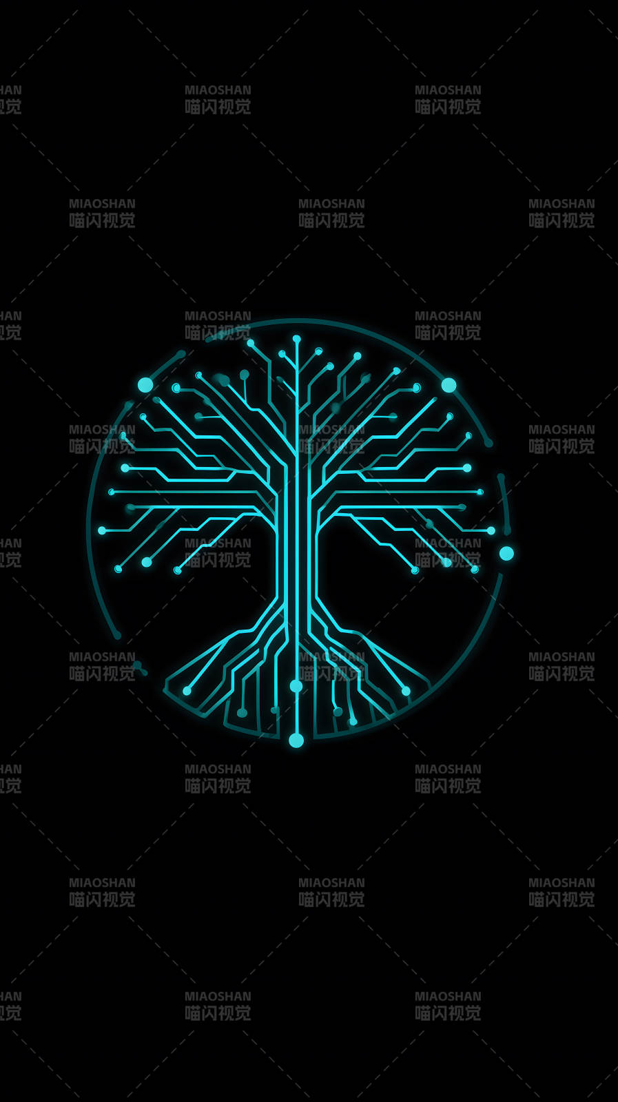 电路树蓝光发光-图片