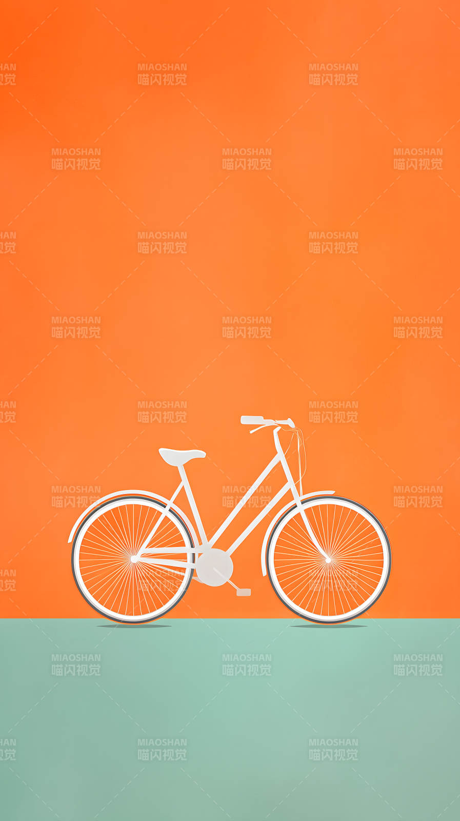 单车橙色背景简约风-图片