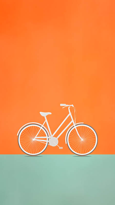 單車橙色背景簡約風-圖片