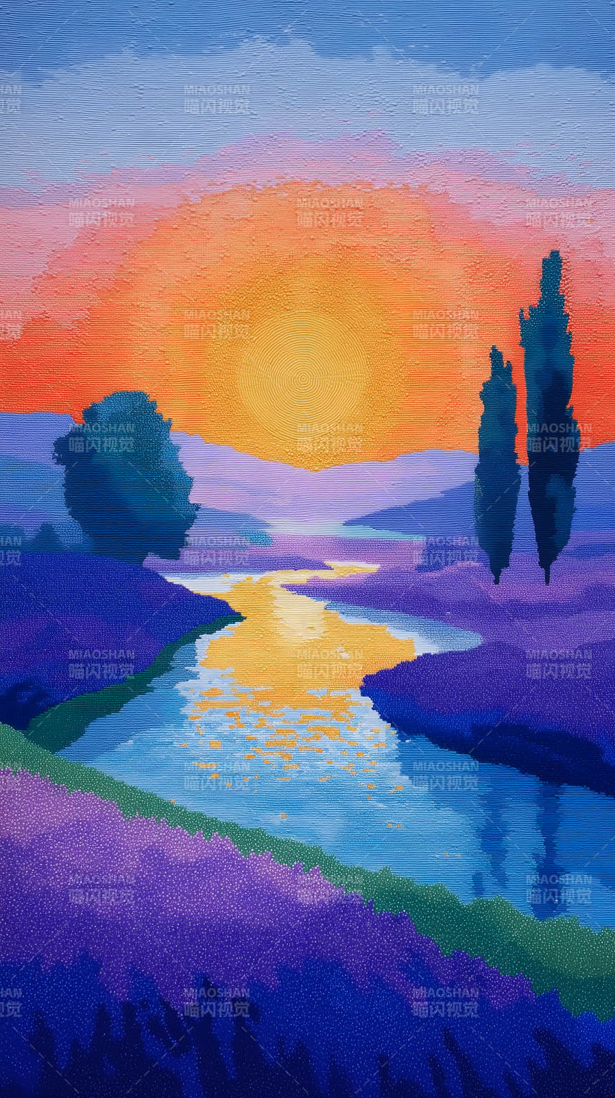 夕阳下的风景画-图片