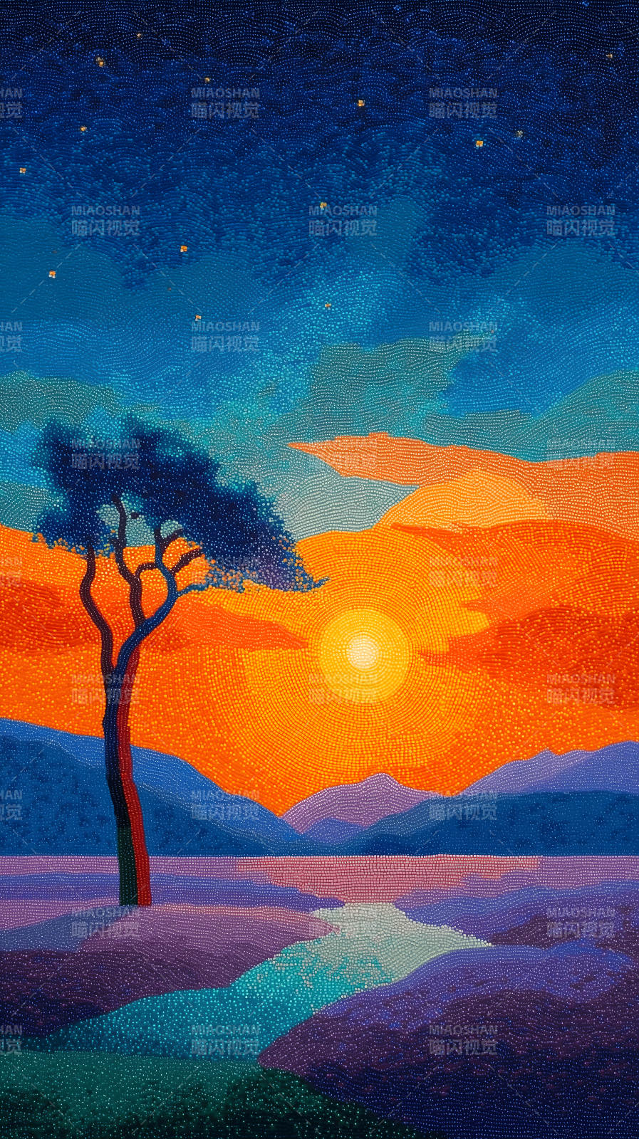 夕阳下的风景画-图片