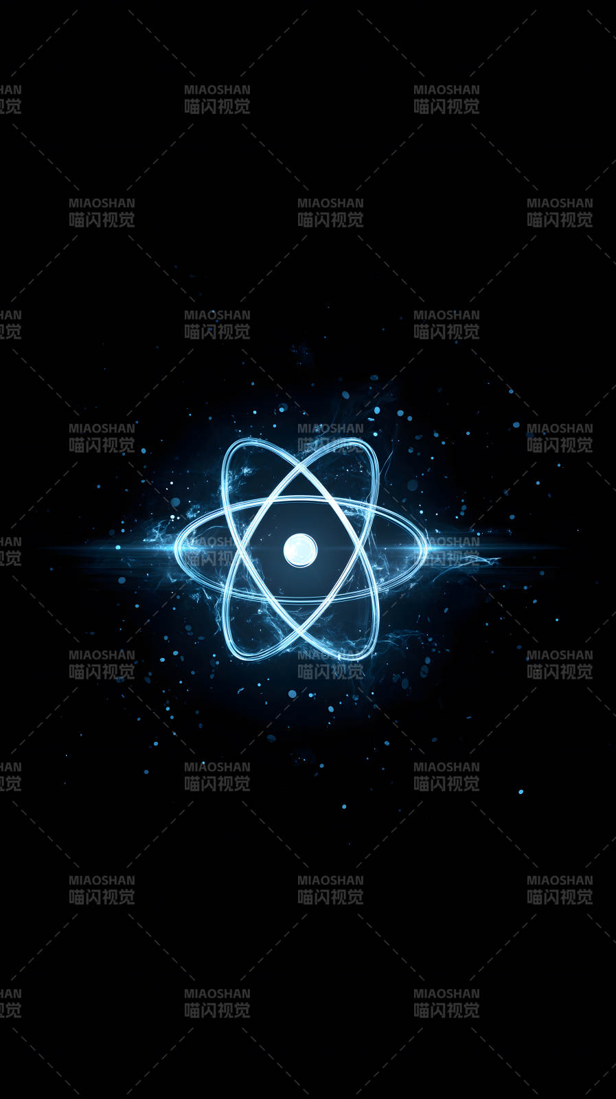 原子结构蓝色光效科技感十足-图片