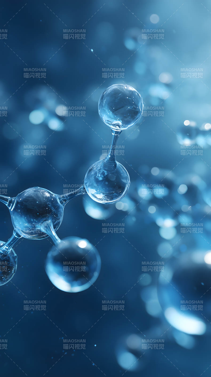 分子结构深邃蓝色-图片