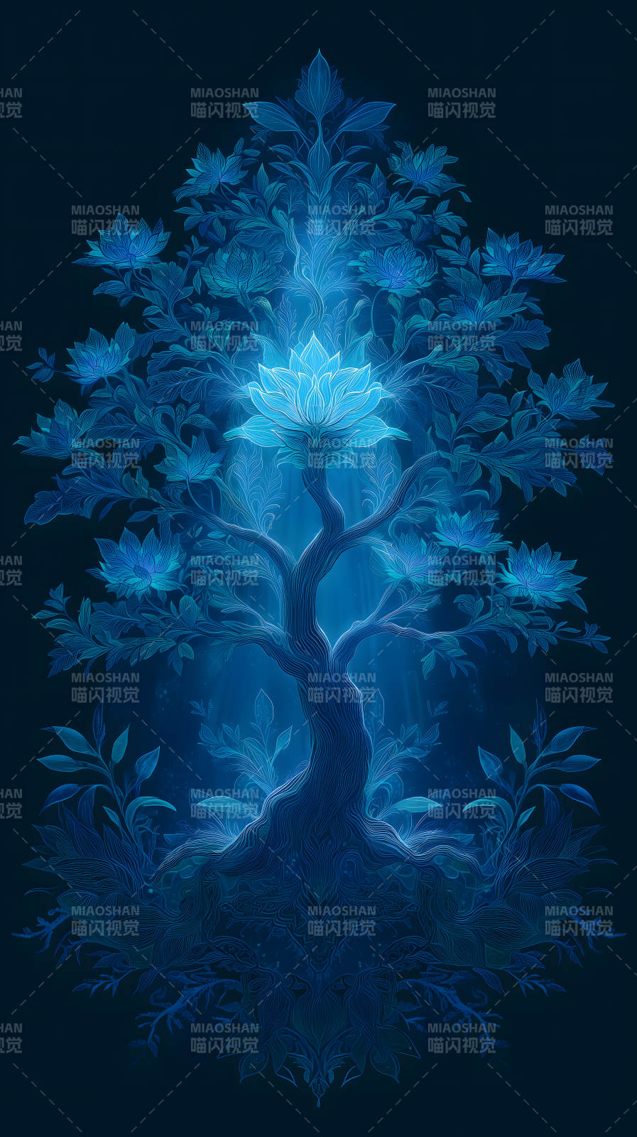 蓝光花树静谧唯美-图片