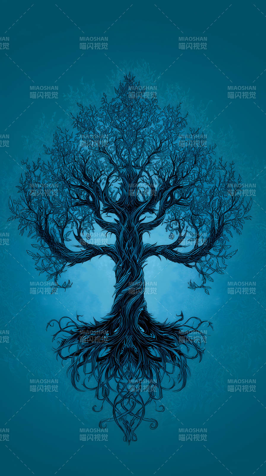 蓝色树图腾-图片