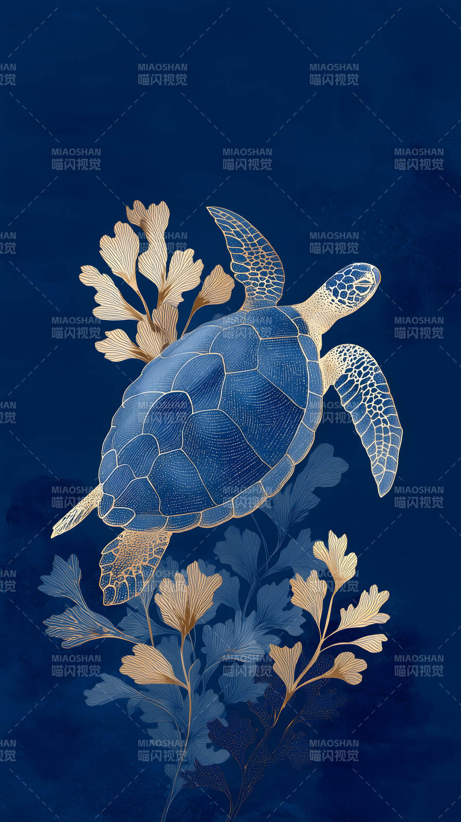 蓝金海龟与植物-图片