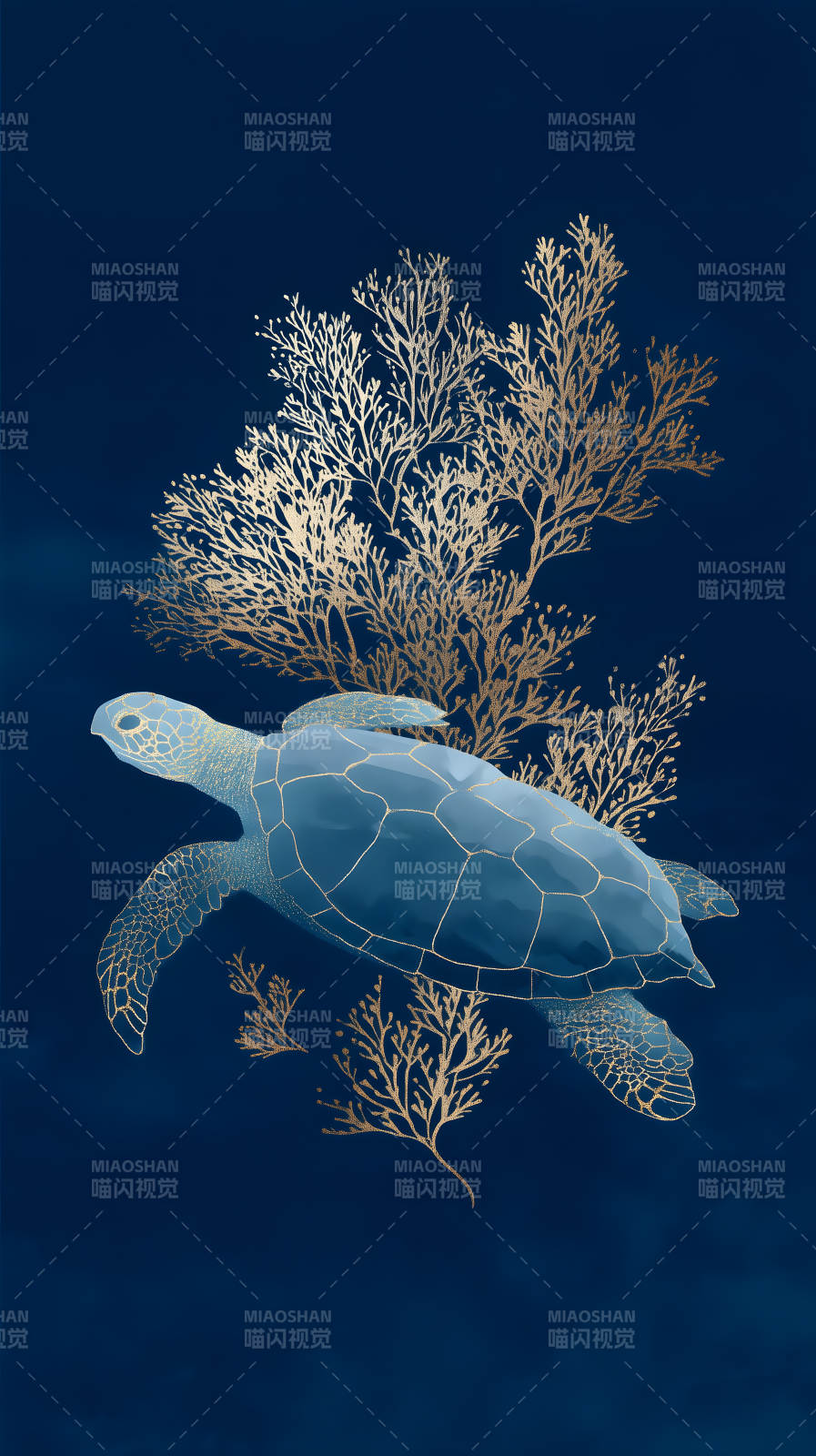 蓝海龟金珊瑚-图片