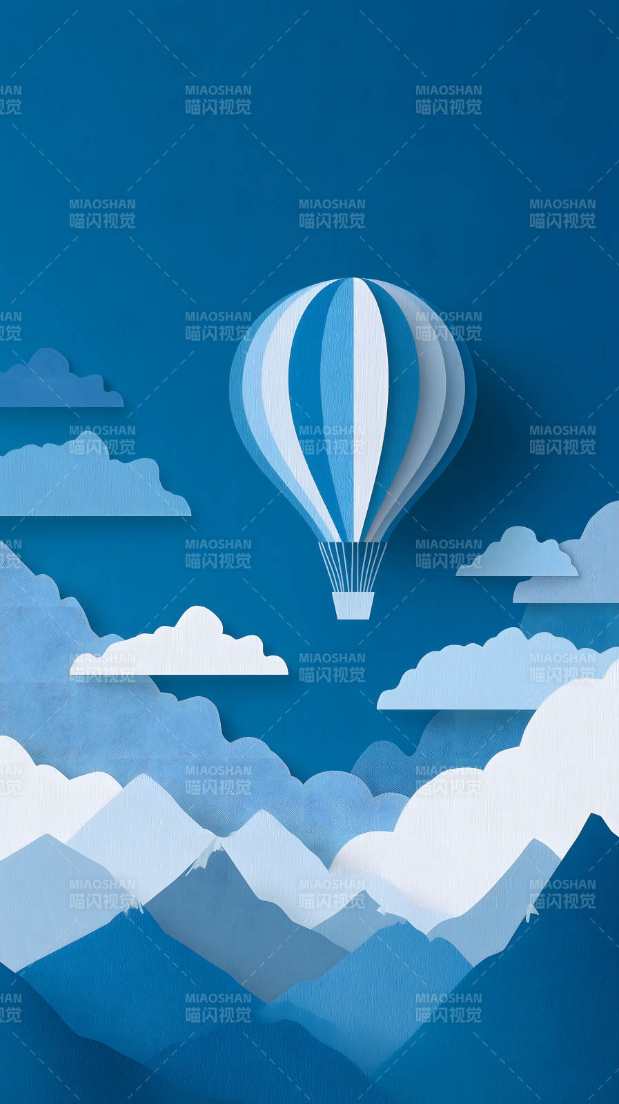 蓝天白云热气球-图片