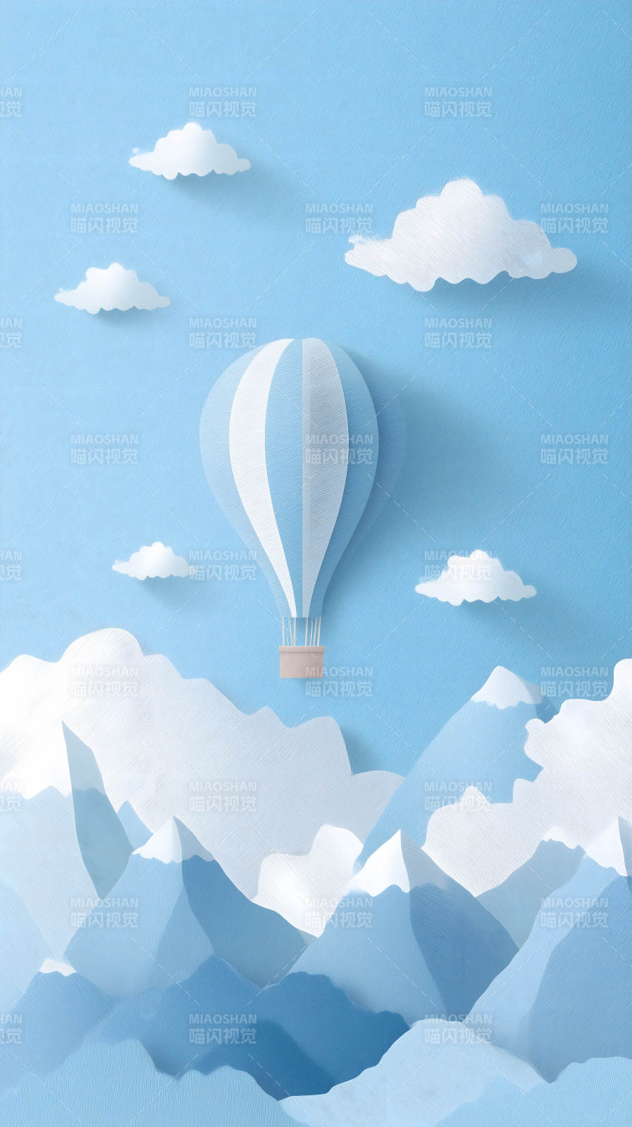 蓝天白云热气球飞翔-图片