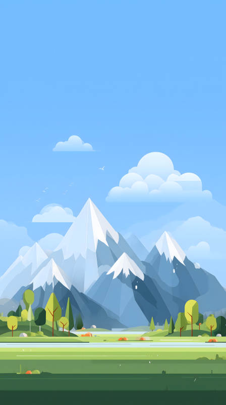 山川美景藍天白云-圖片