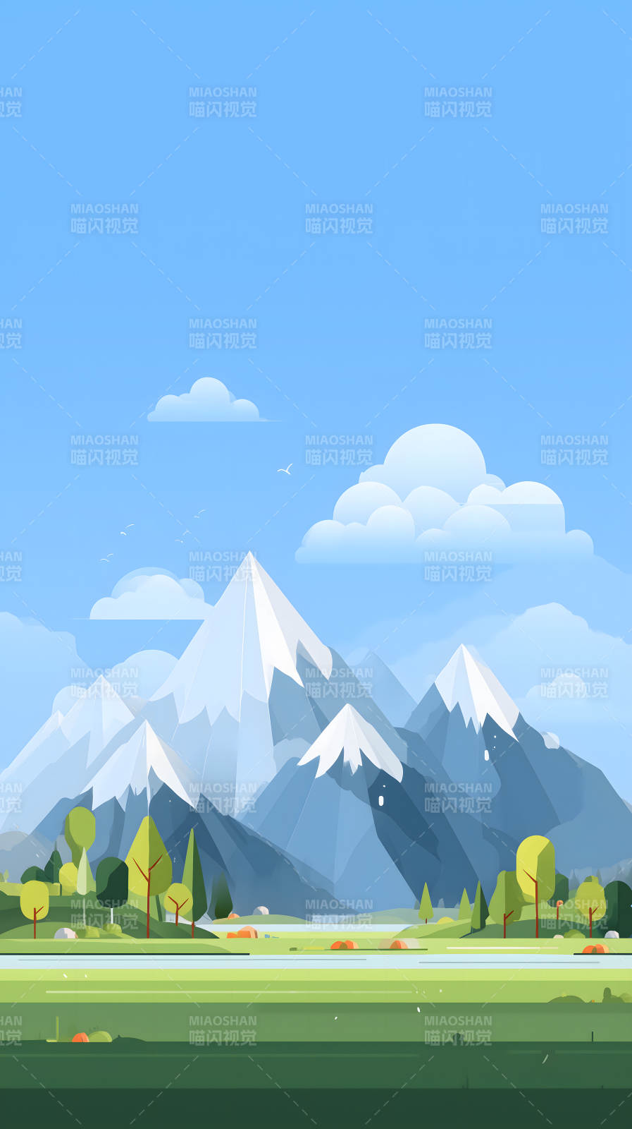 山川美景藍天白云-圖片