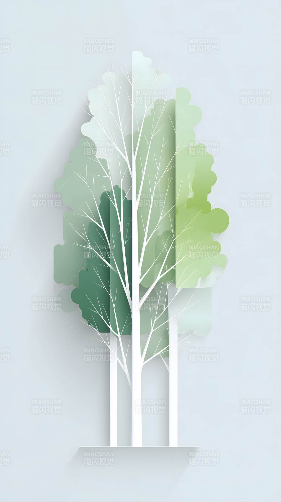 綠意盎然的紙雕樹-圖片