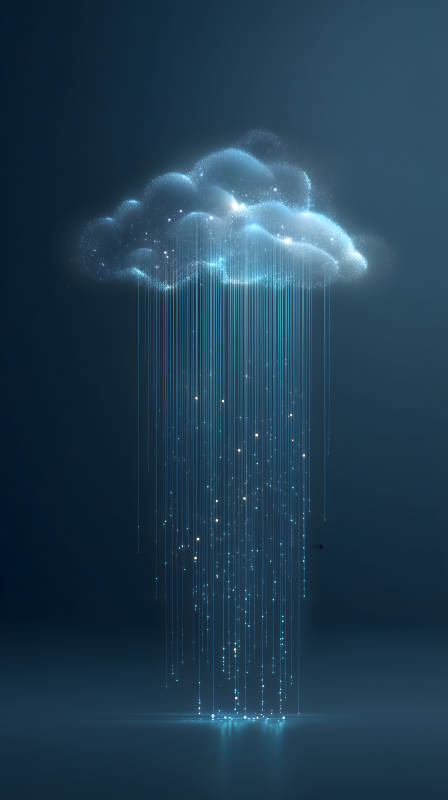 云端数据流倾泻而下图片