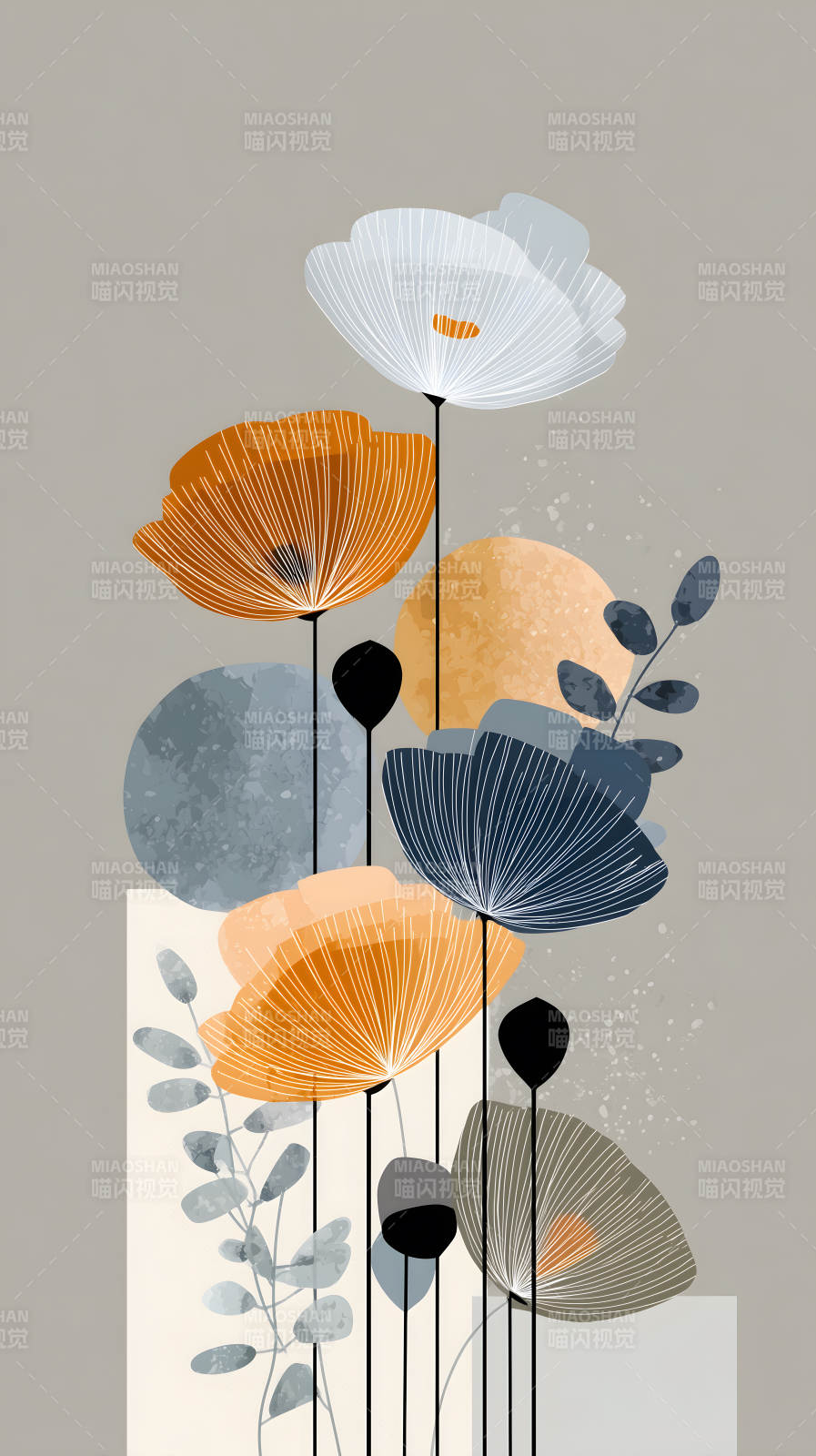 抽象花卉圖案設計作品-圖片