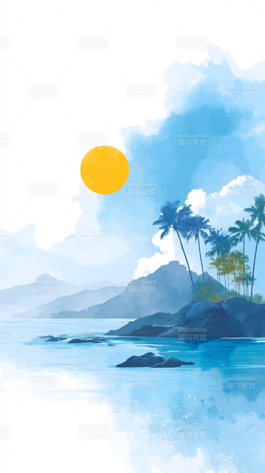 海边风光唯美风景画-图片