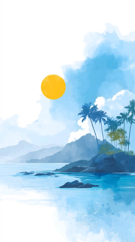 海边风光唯美风景画-图片