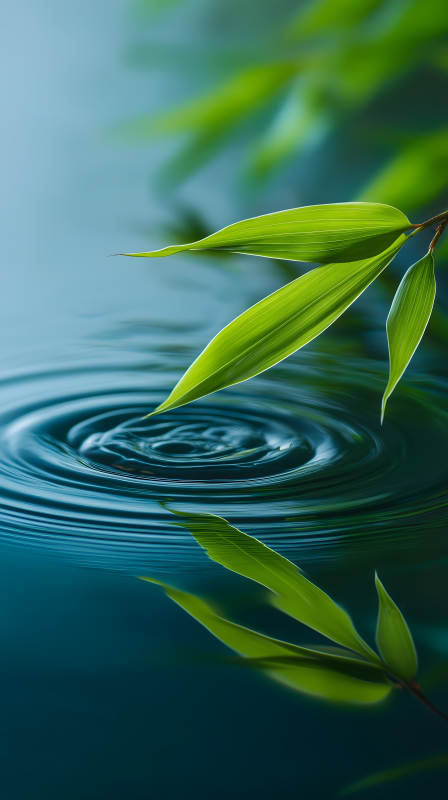 翠竹映水漣漪輕漾-圖片