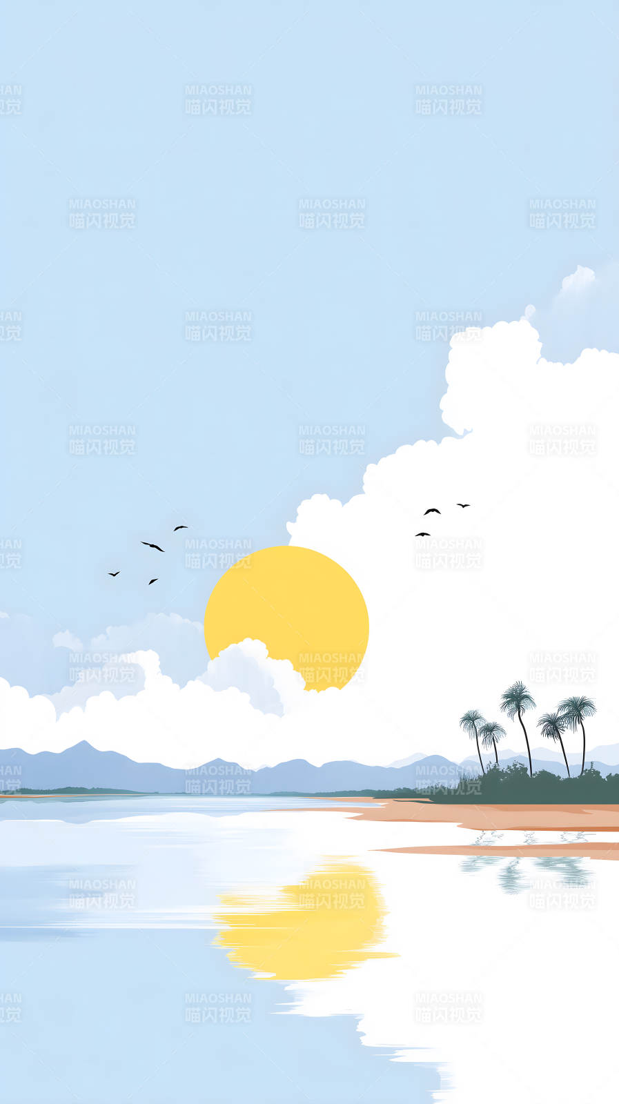 海灘夕陽美景-圖片