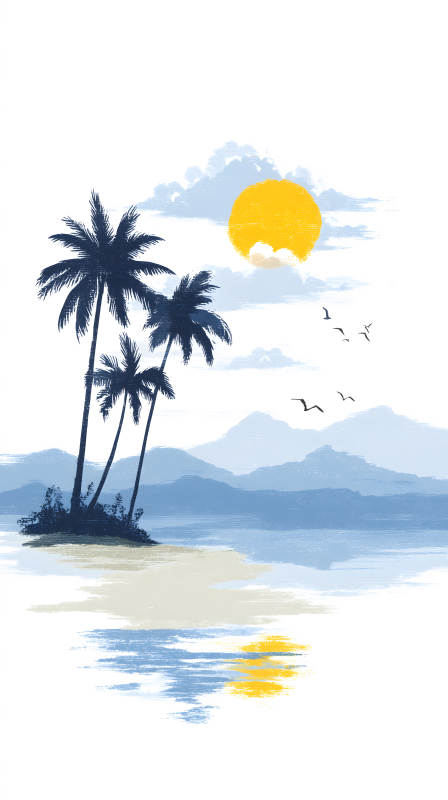 海灘夕陽景色唯美-圖片