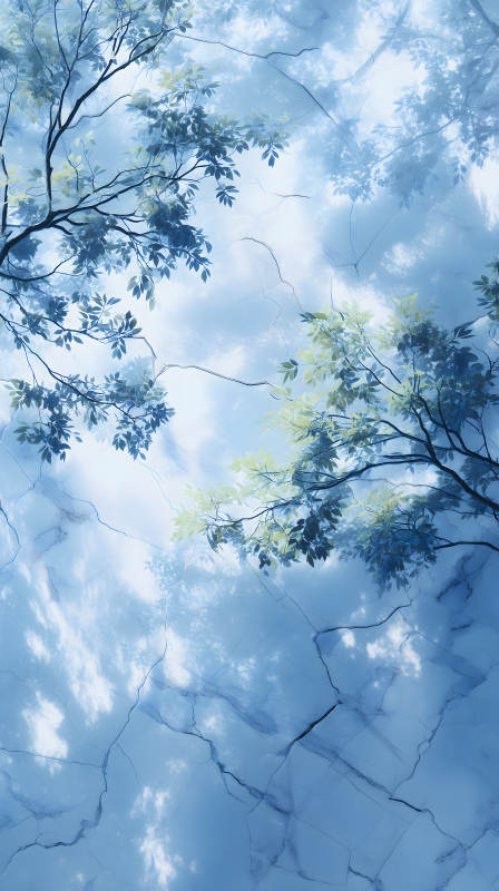 樹影婆娑天空幽藍-圖片