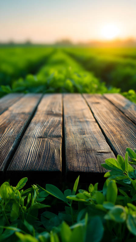 木桌田野阳光景色-图片