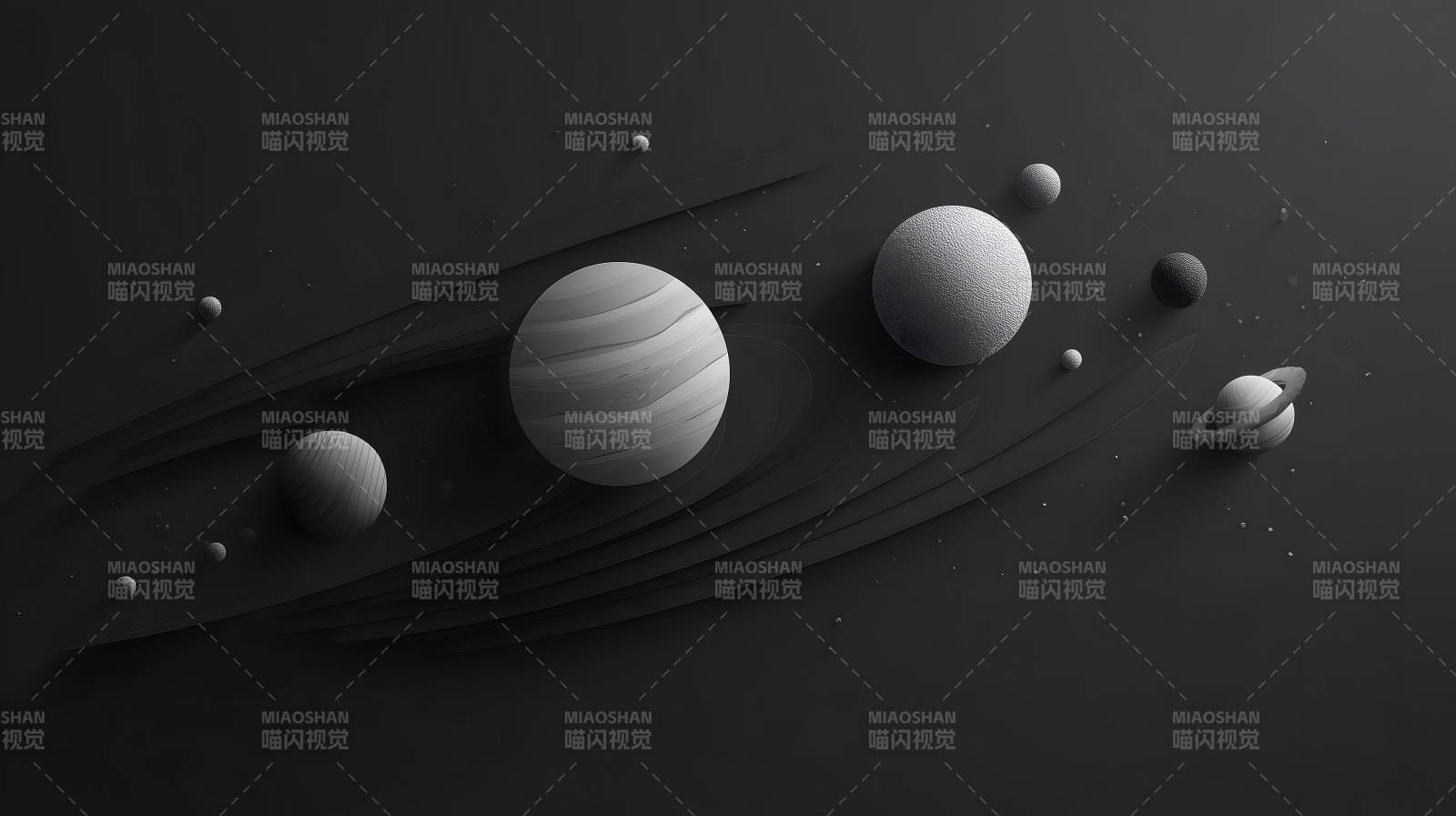 抽象星系黑白風格-圖片