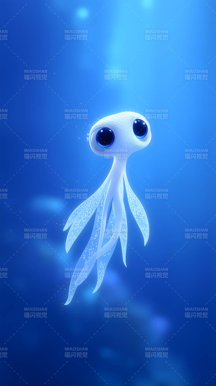 蓝色水母可爱生物深海-图片