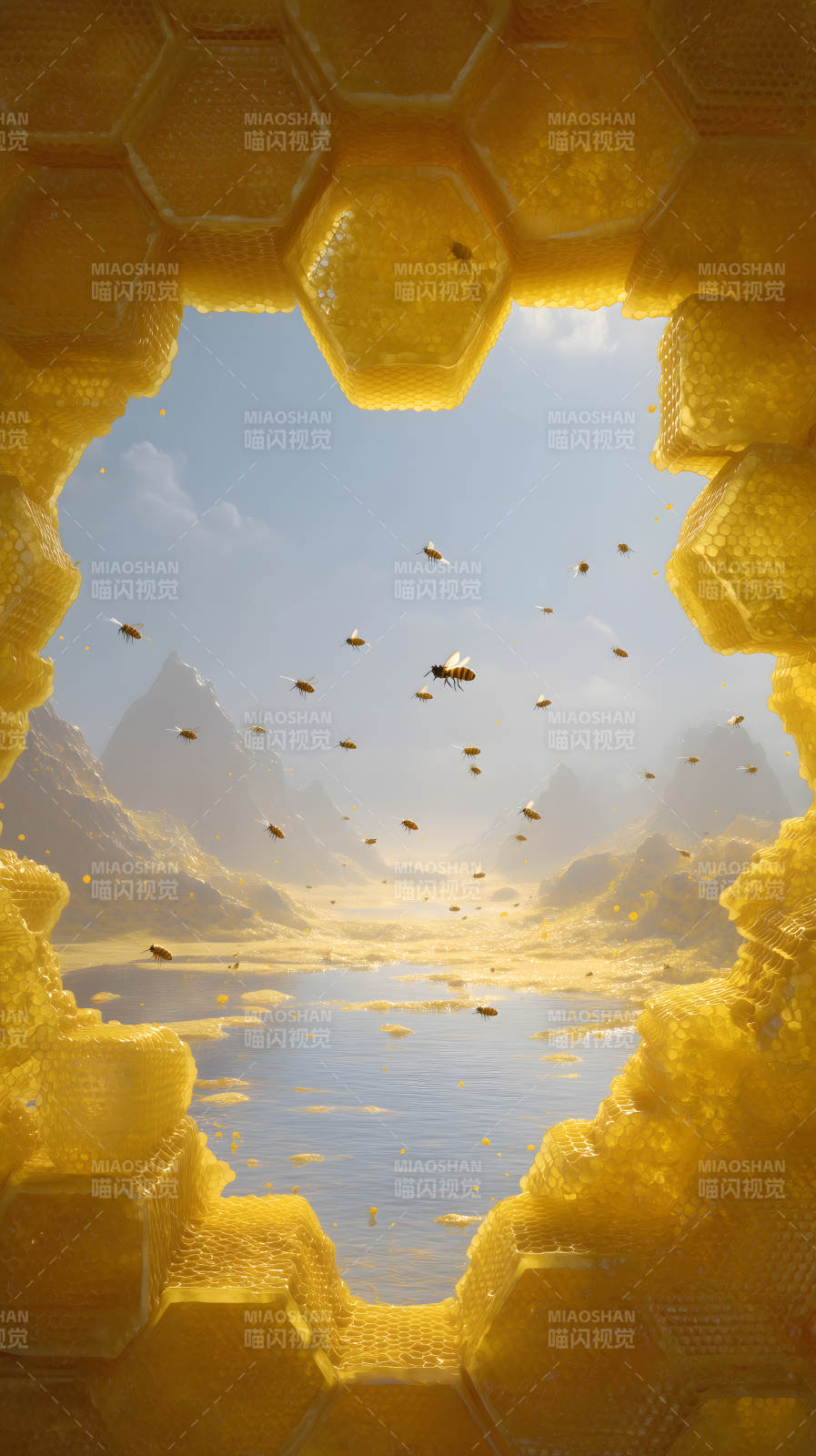 蜂巢世界群蜂飞舞-图片