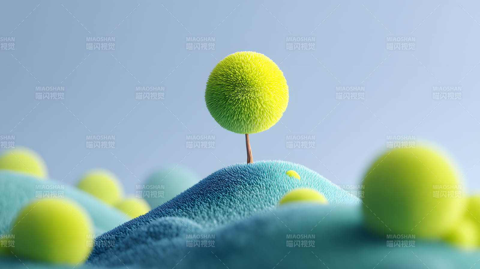 綠色星球上的毛茸茸樹-圖片