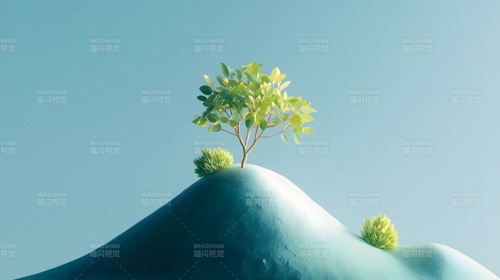 樹與山丘簡約風(fēng)格-圖片