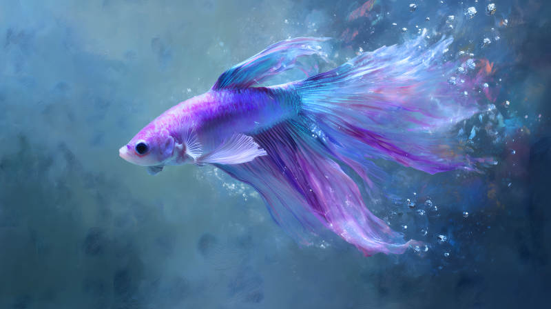 紫色鱼儿水中游动-图片