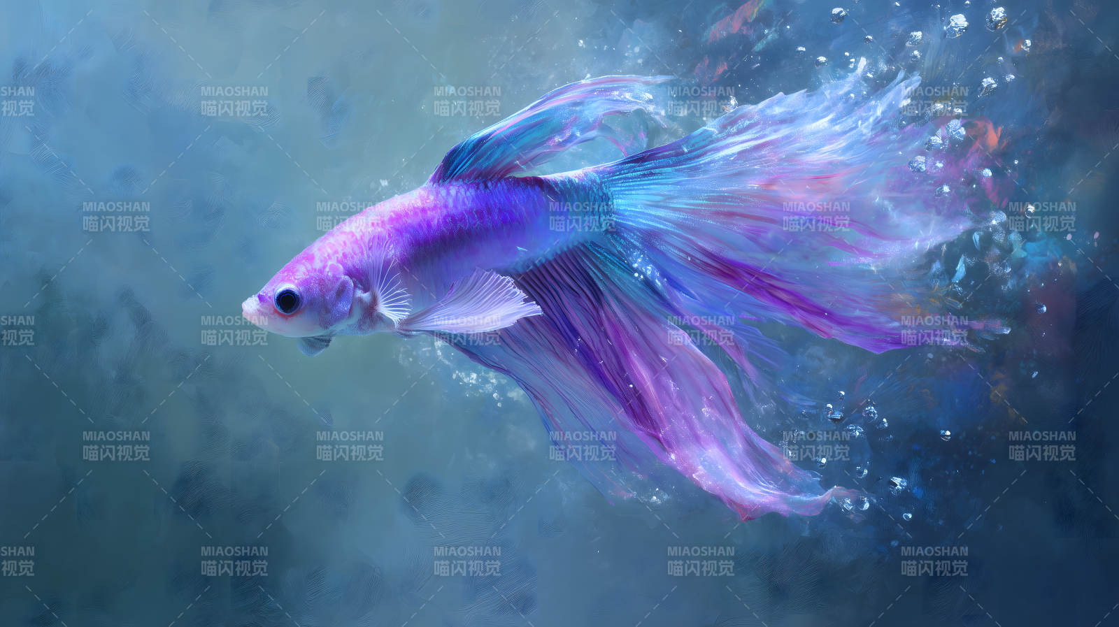 紫色鱼儿水中游动-图片